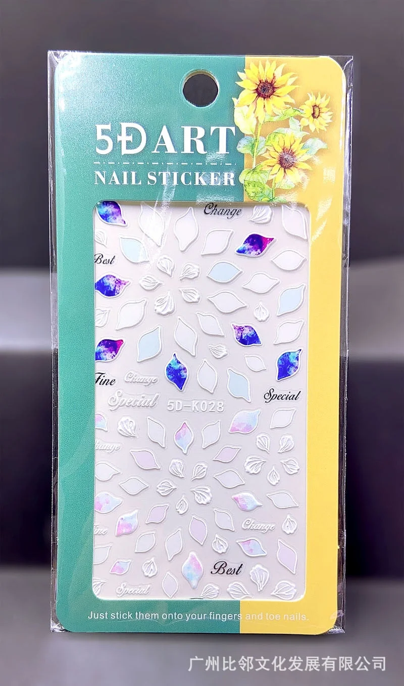 5D Acrylic Nail Sticker Engraved White Snowflakes Flower Sliders Embossed Lace Wedding Nail Art Design Monogram Decals Manicure-Nail Inspo