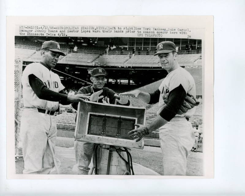 Johnny Keane Hector Lopez Duke Carmel 1965 Press Photo Poster painting New York Yankees