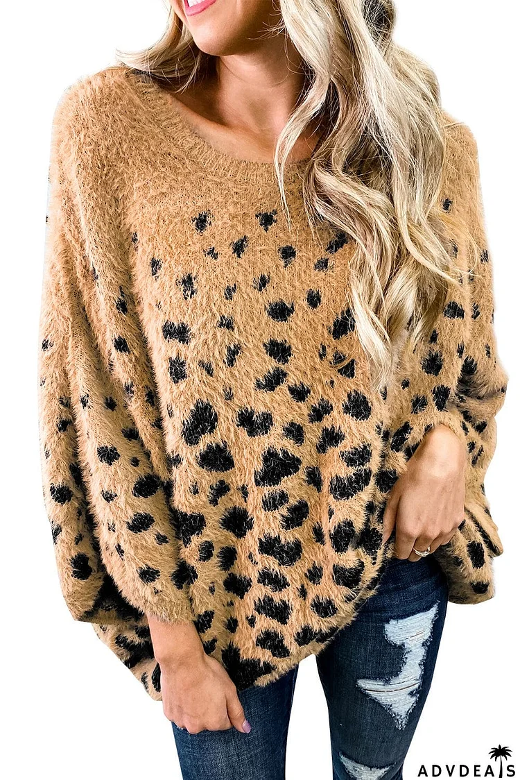 Print Drop Shoulder Loose Knitted Sweater