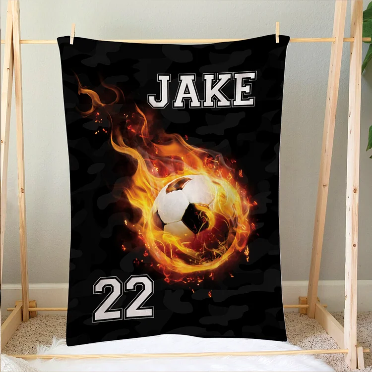 Personalized Football Blanket, Custom Name Number Soft Cozy Blankets | BKKid437