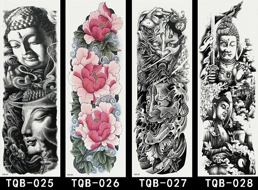 Tattoo Sleeves for Men Women Waterproof Flower Arm Tattoo Stickers Cool Full Arm Scary Fake Temporary Tattoos Big Picture Art