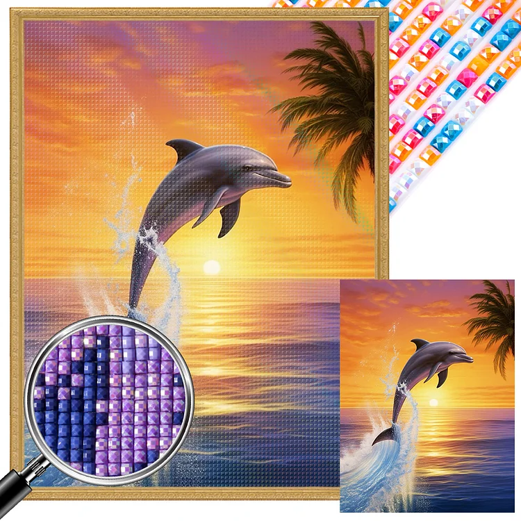 Partial AB Drill - Full Square Diamond Painting - Dolphin 30*40CM
