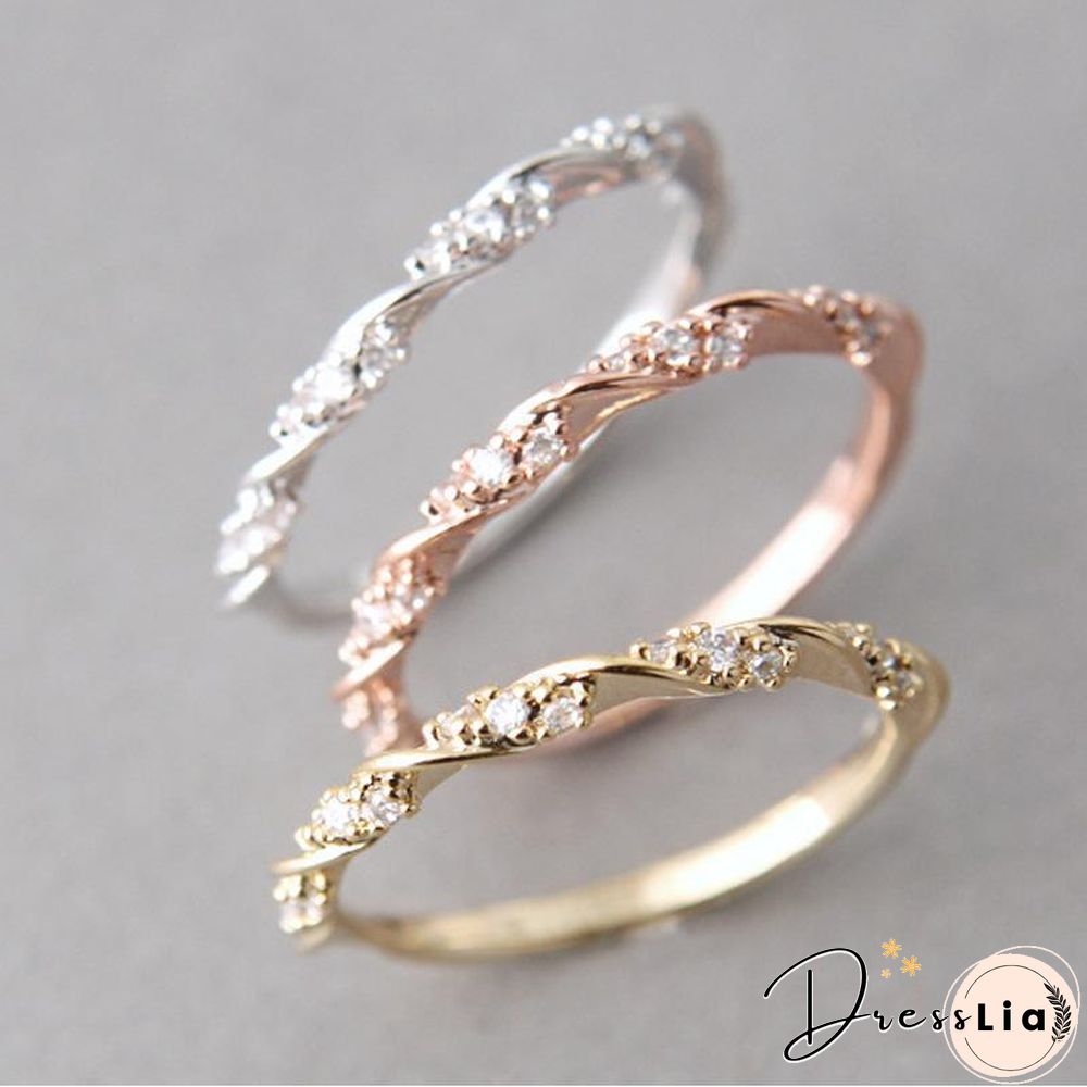 Jewelry-Simple Diamond-studded Twist Ring