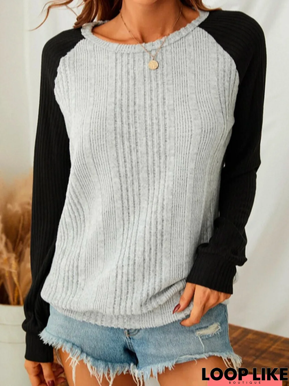 Casual Loose Color Block Sweatshirt