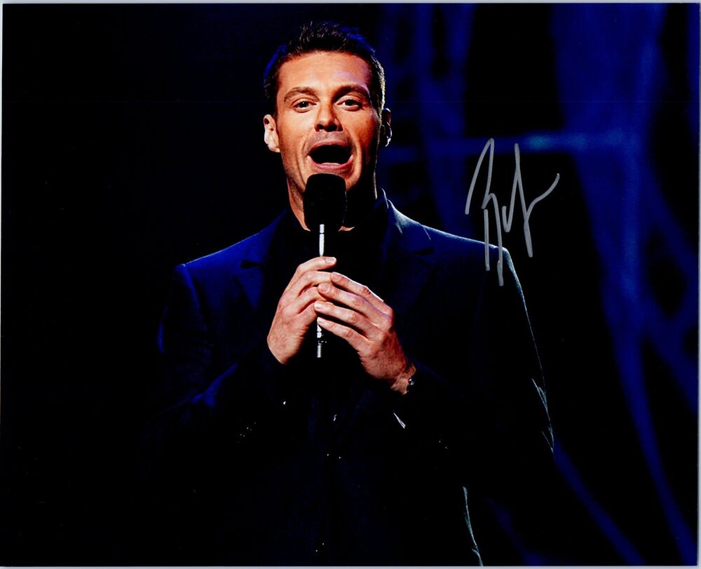 RYAN SEACREST Signed Autographed AMERICAN IDOL 8x10 Photo Poster painting B