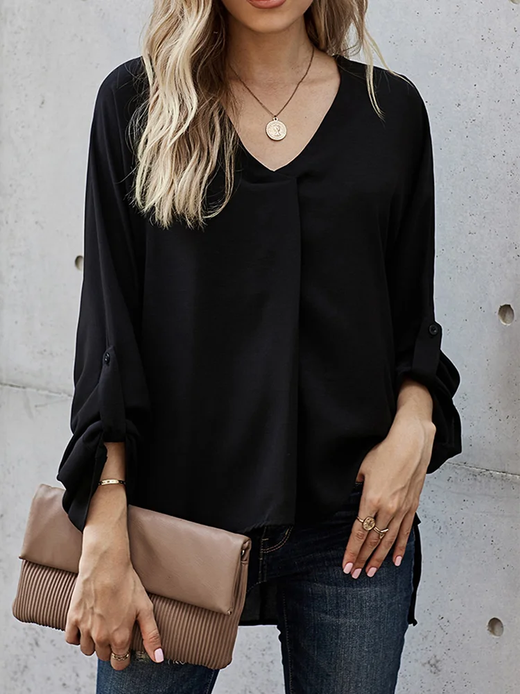 Women's V Neck Loose Shirt
