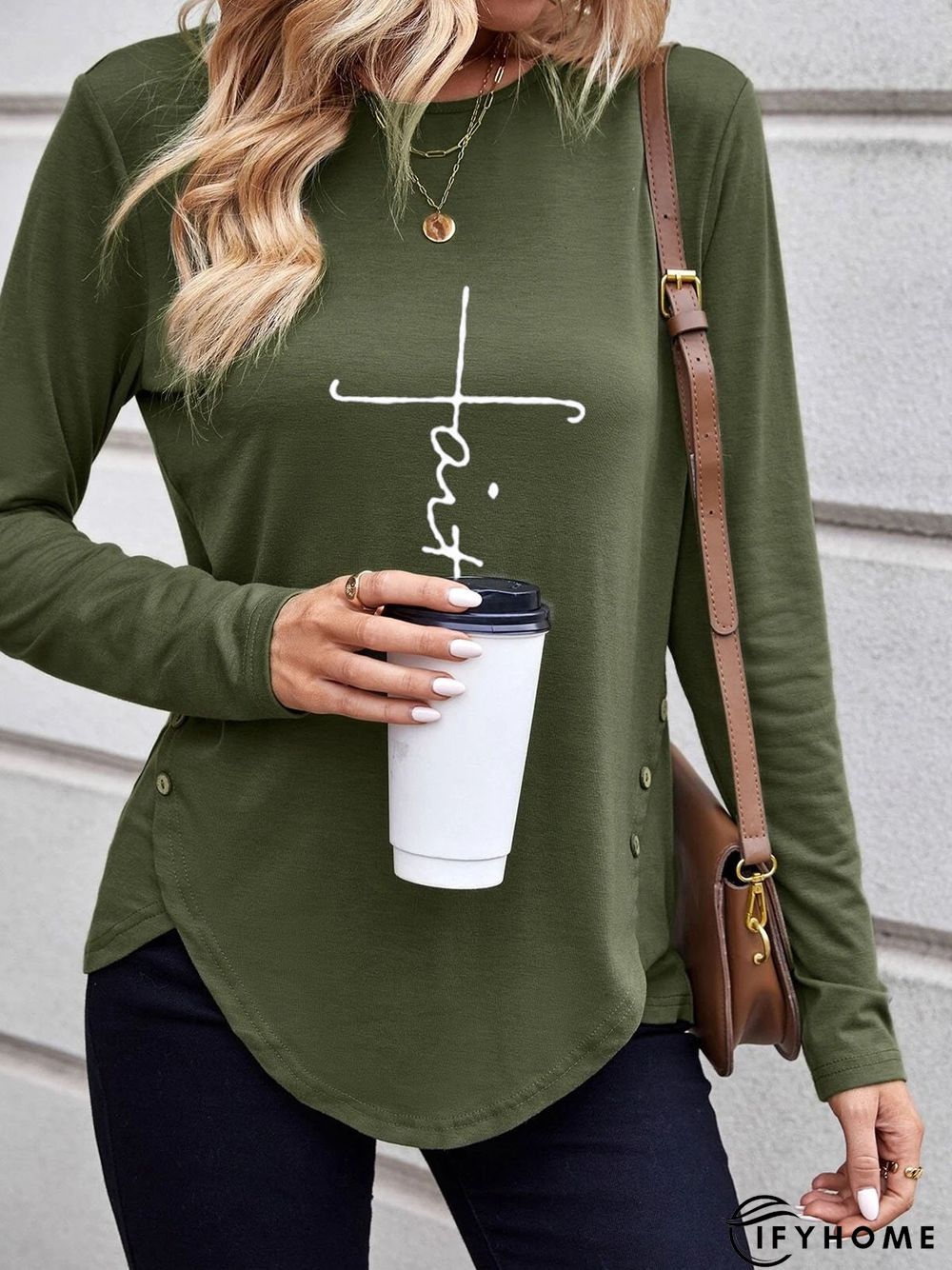 Jersey Buttoned Casual Text Letters T-Shirt | IFYHOME