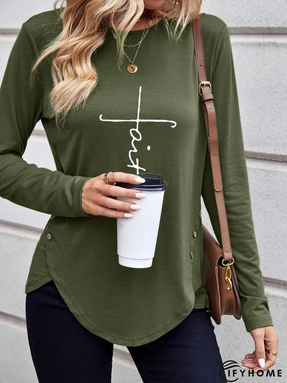 Jersey Buttoned Casual Text Letters T-Shirt | IFYHOME