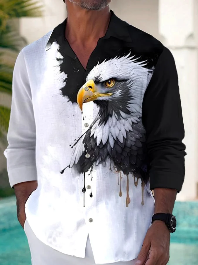 Fashion Art Bald Eagle Print Long Sleeve Shirt