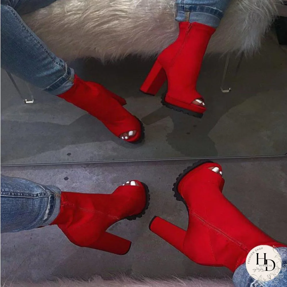 Red Sexy Round Leather Shoes