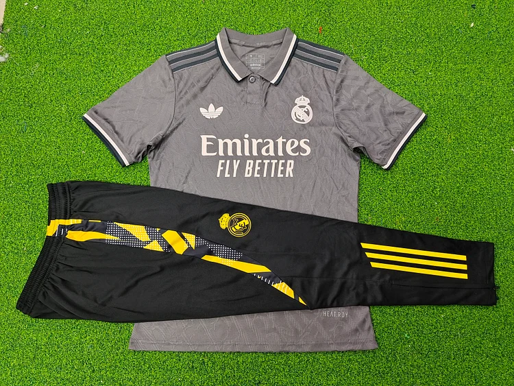 Adult Set 2024-2025 Real Madrid 2nd Tracksuit （Black Pants） 1:1 Thai Quality