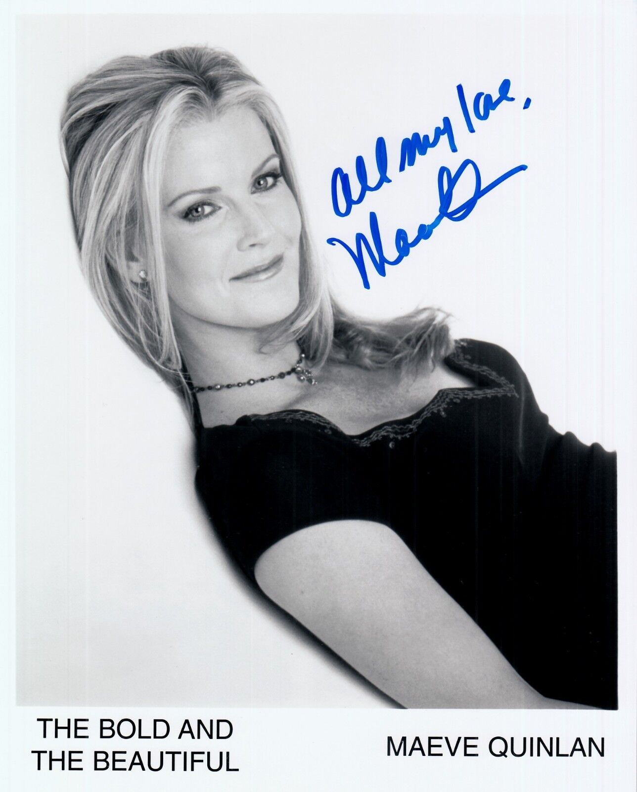 MAEVE QUINLAN hand-signed SEXY B/W CLOSEUP 8x10 uacc rd coa BOLD & THE BEAUTIFUL