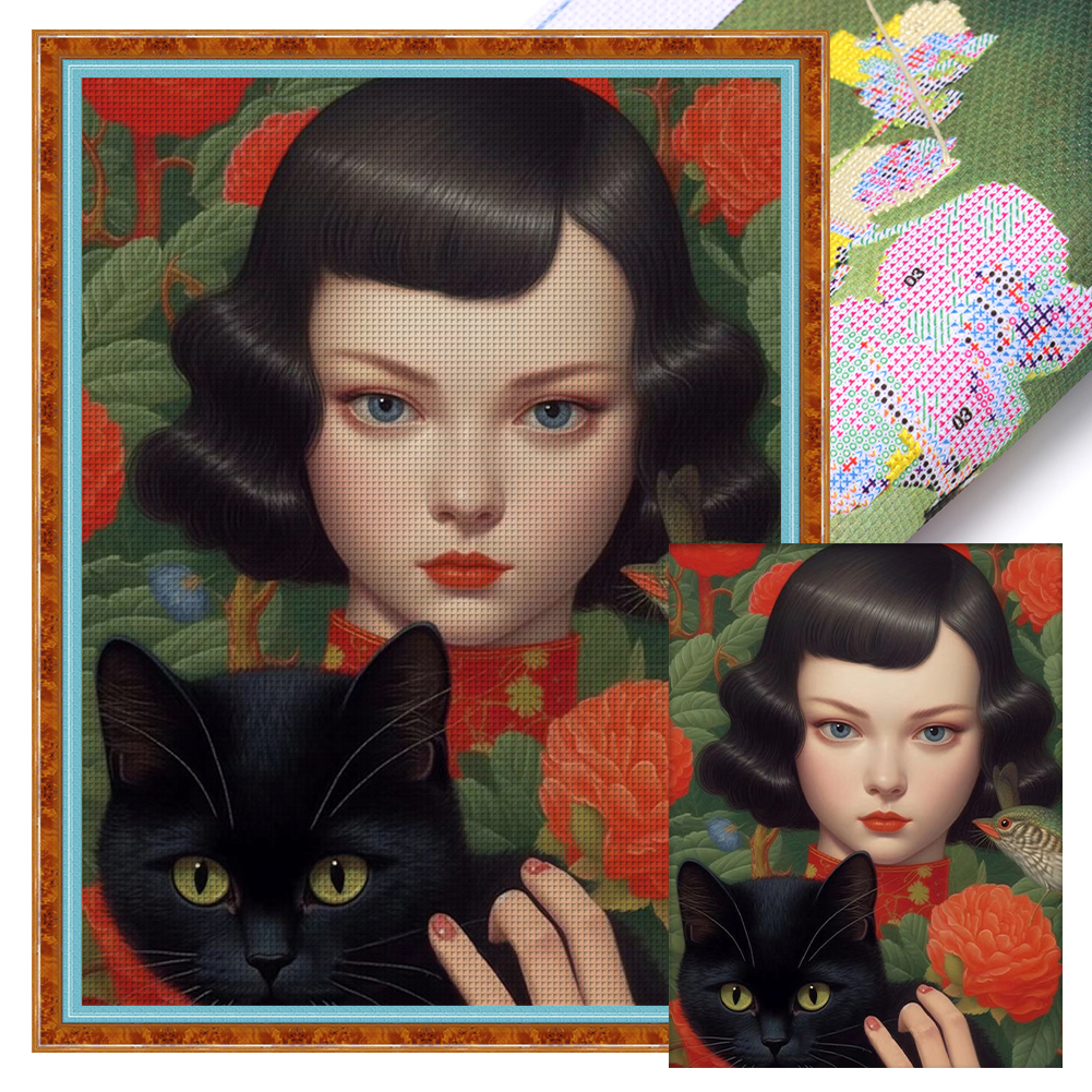 11CT Full Stamped Cross Stitch Girl (40*56CM)