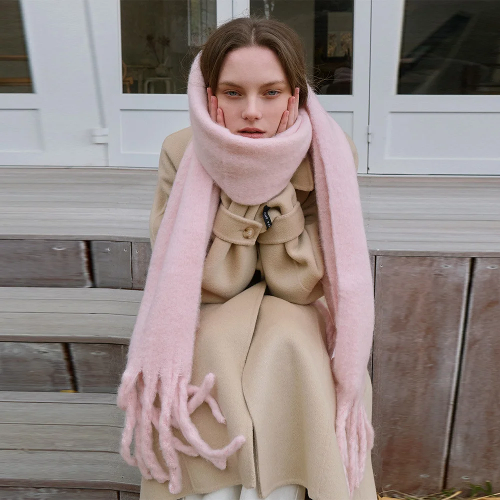 Soft cashmere extended warm bib shawl