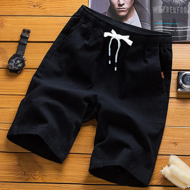BrosWear Casual Solid Color Drawstring Waist Shorts