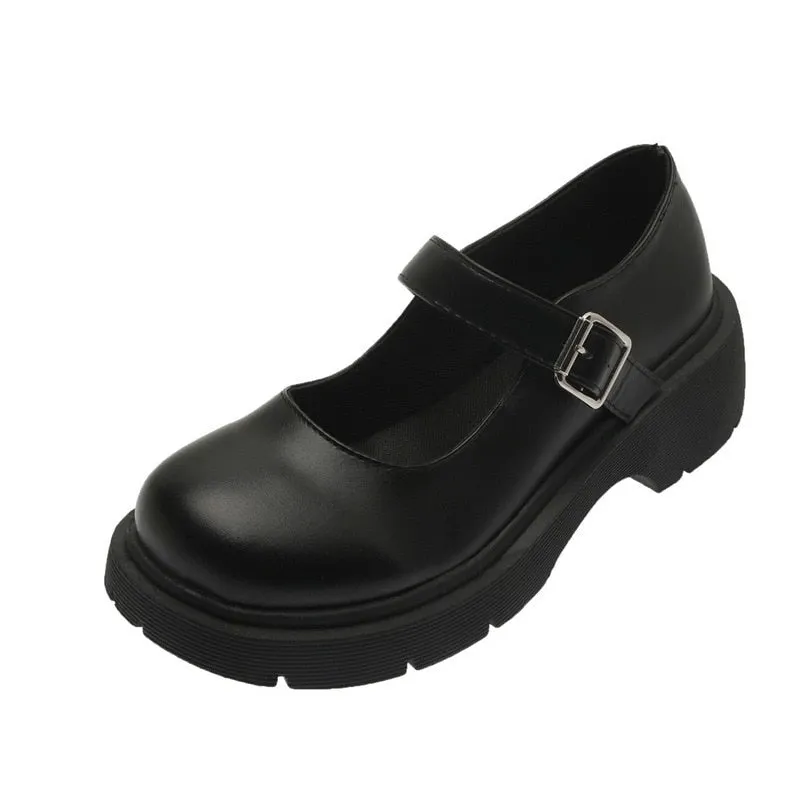 Women Platform Flat Oxford Shoes Black Lace Up Leather Casual Round Toe Spring Autumn Shoes Heighten Waterproof Shoes Plus Siz