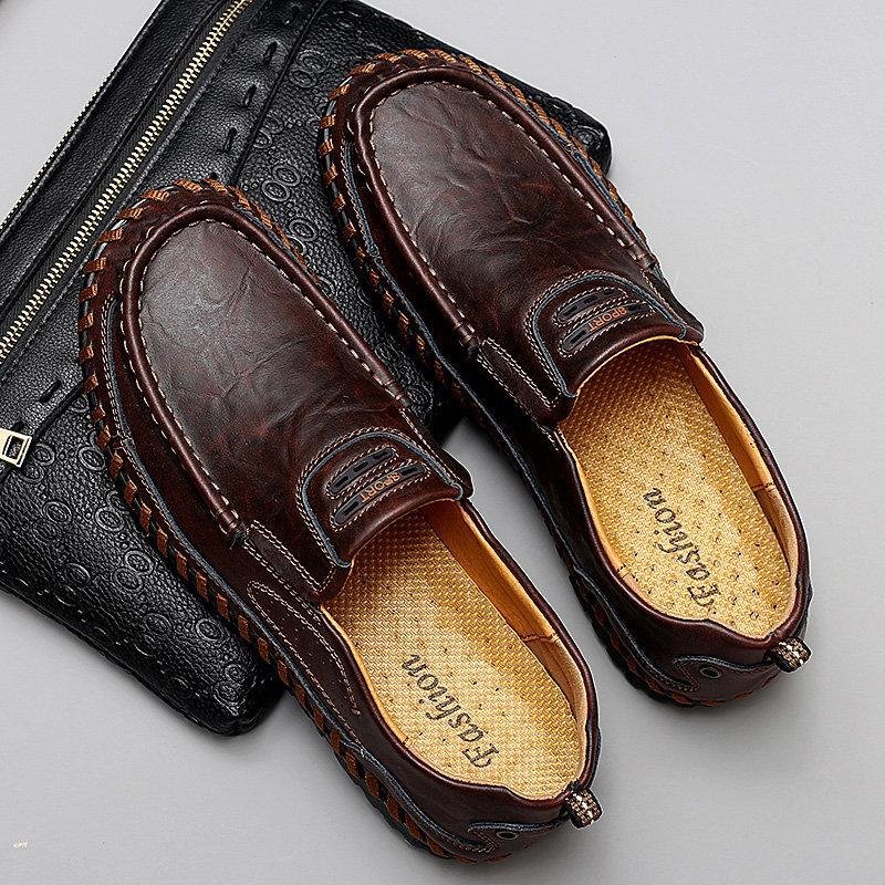 Men Shoes - Men Cow Leather Comfort Soft Soft Slip On Casual Loafers of ...