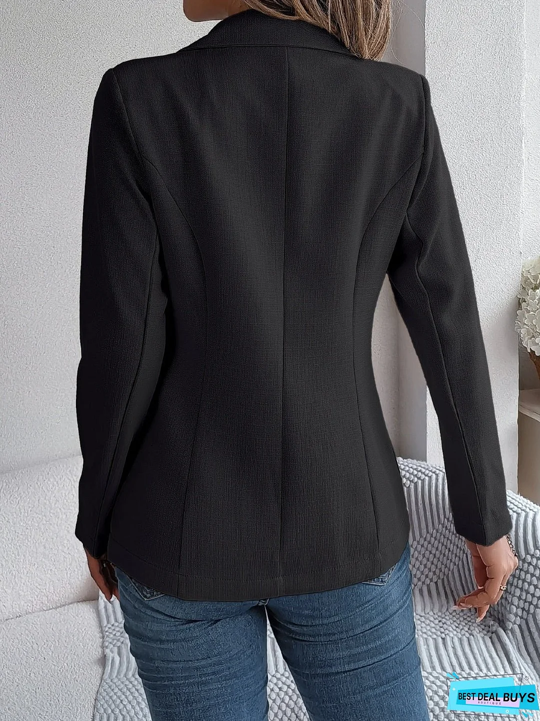 Decorative Pocket Flap Lapel Collar Long Sleeve Blazer