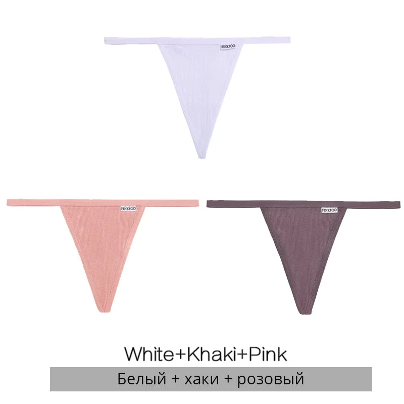 FINETOO 3Pcs/4Pcs Cotton Thongs Women Sexy G-string Panties M-XL Girl Underpants Low-rise T-back Underwear Female Lingerie Panty