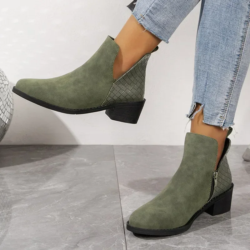 Blankf Women Booties New 2024 Autumn Suede Chelsea Boots Women Fashion Platform Boots Side Zipper Heeled Ankle Boots Botas De Mujer