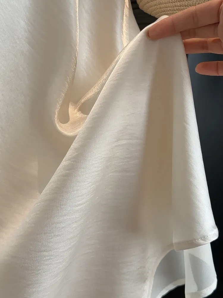 Satin A - Line Skirt with Tulle Panels and Mermaid Hem