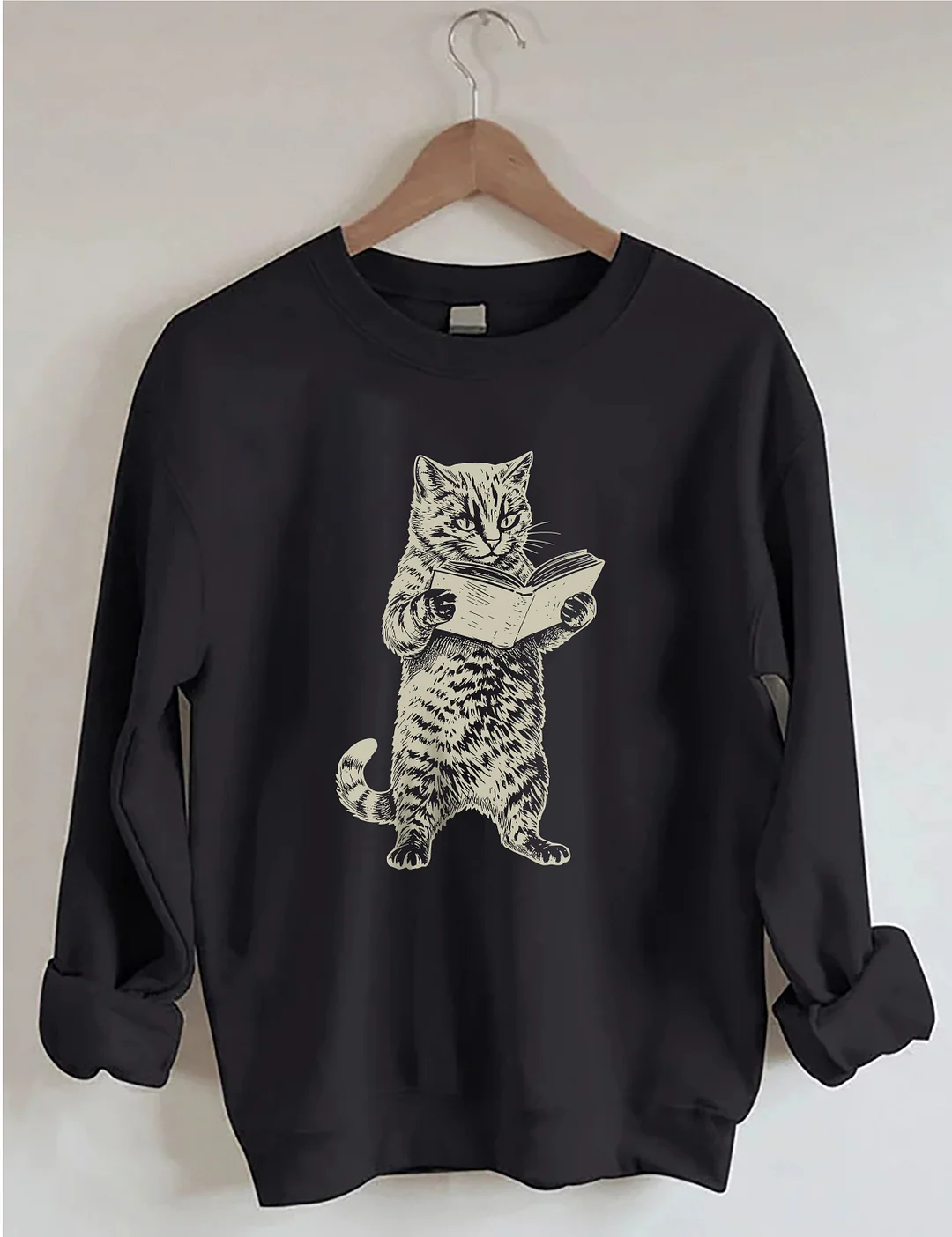 Cat Reading Book Lover Sweatshirt