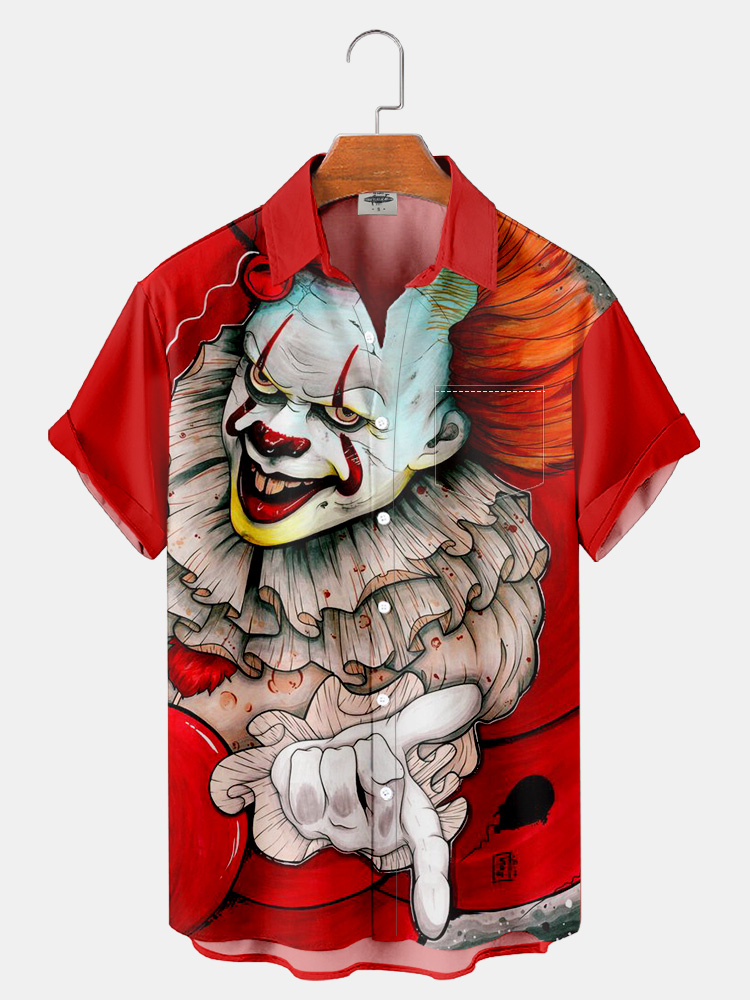 Men'S Halloween Movie Thriller Character JOKER Printed Shirt PLUSCLOTHESMAN