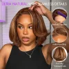 New Glueless Hightlight Brown Mixed Blonde Bob Wave Wig