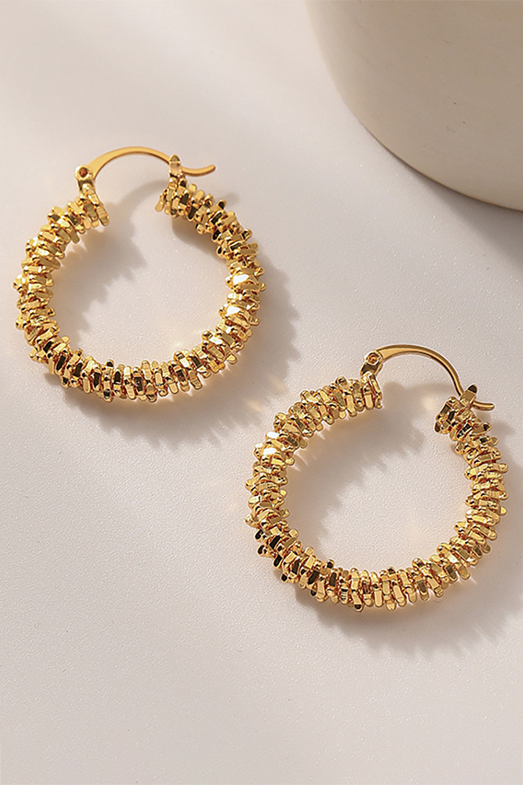 Fashionable Irregular Alloy Hoop Earrings-Gold