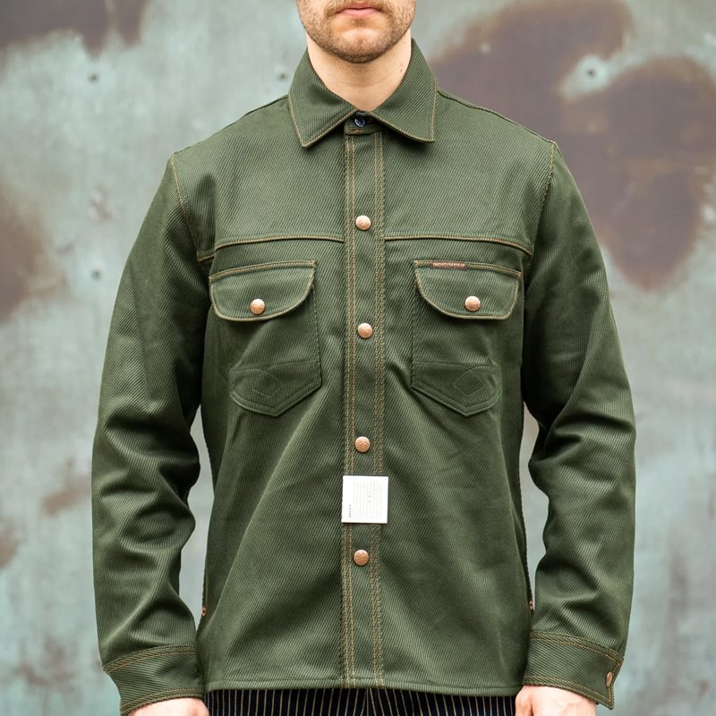 Casual Heavy Green Jersey Breast Pocket Shirt