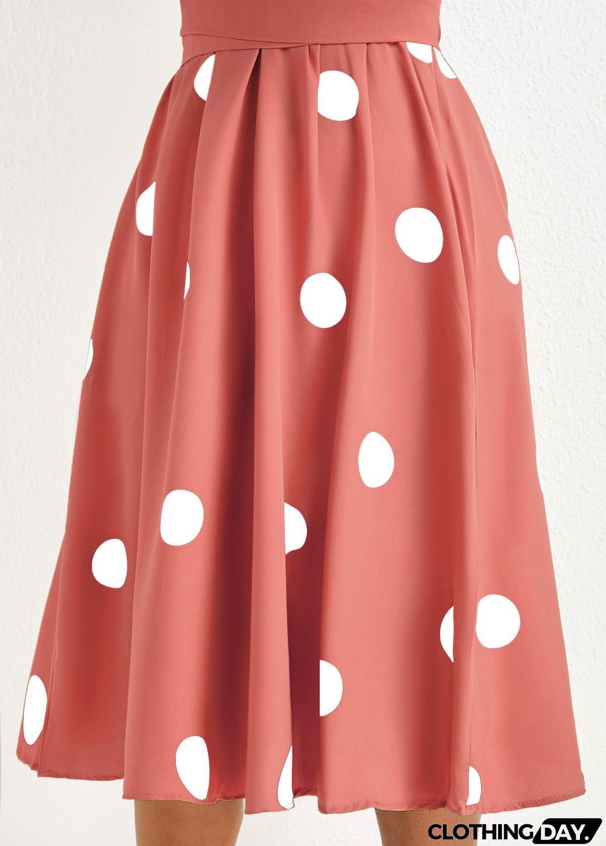 Avocado Green Belted Criss Cross Polka Dot Dress