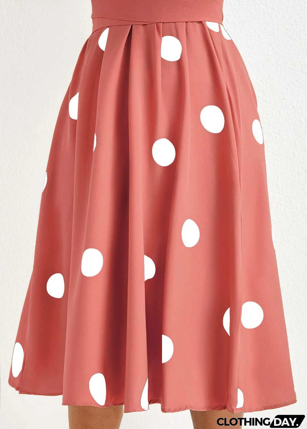 Avocado Green Belted Criss Cross Polka Dot Dress