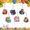 6Pcs Double Sided Special Shape Gift Box Cat Diamond Painting Keychain