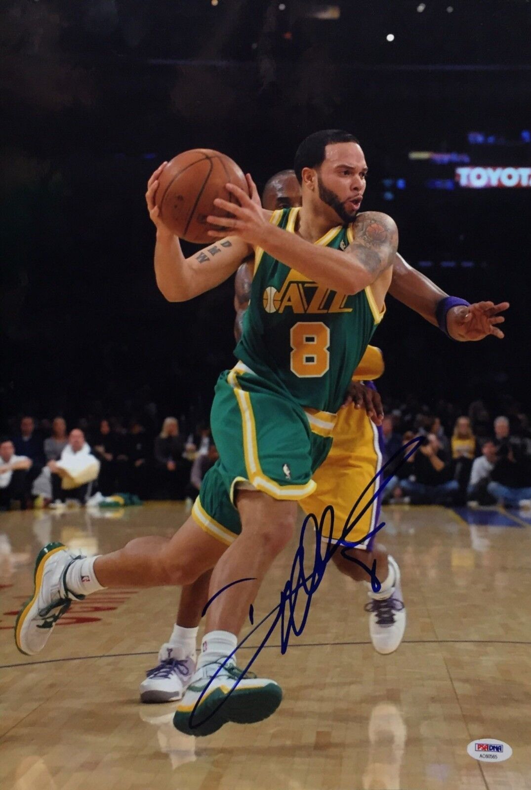 Deron Williams Signed Utah Jazz Basketball 12x18 Photo Poster painting PSA AC60565