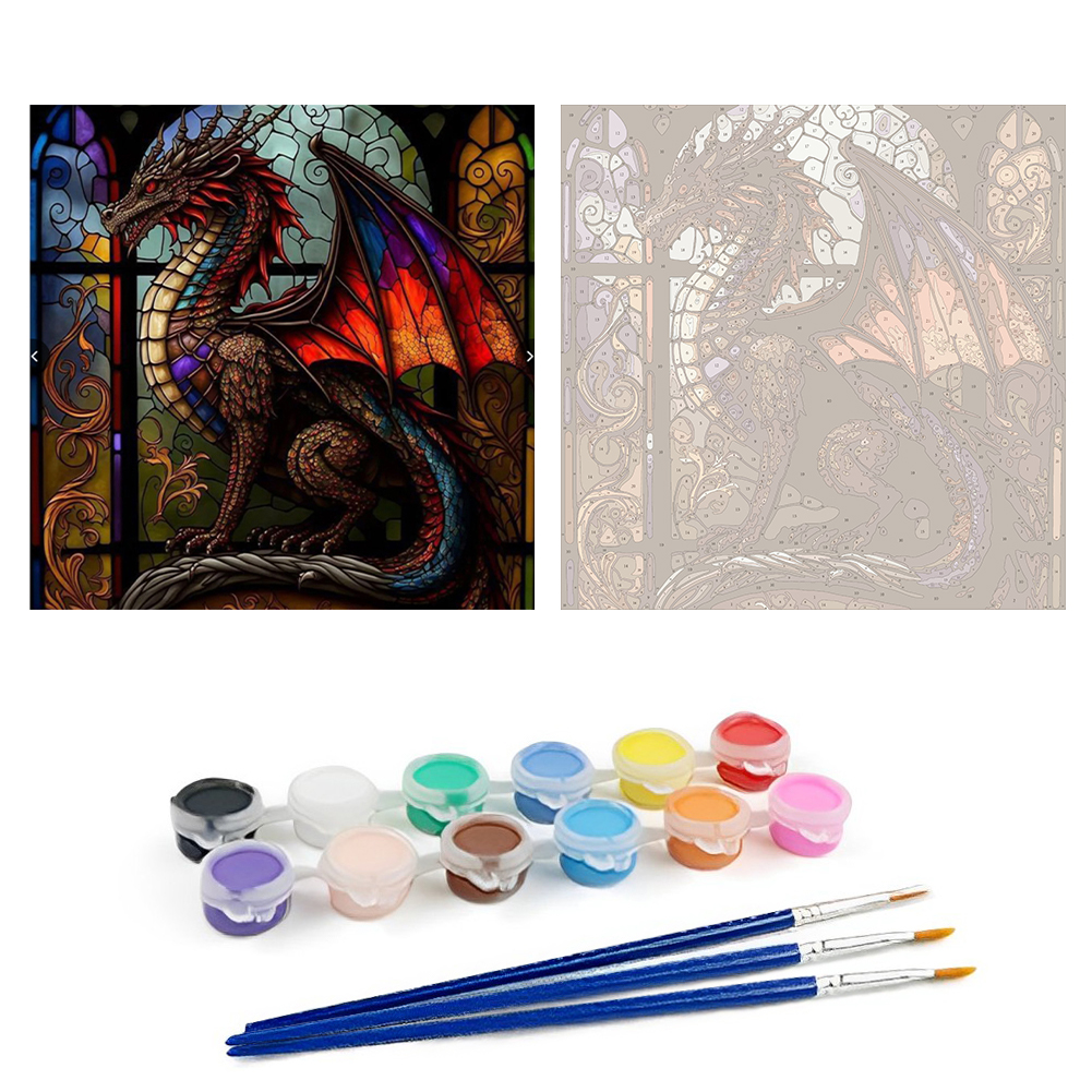 Dragon-Paint by Numbers-16"x16"/40x40cm