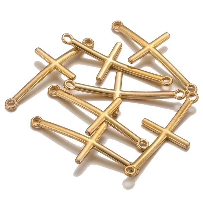 10 Pcs/package Minimalist Cross Stainless Steel Plating Connector Jewelry Accessories