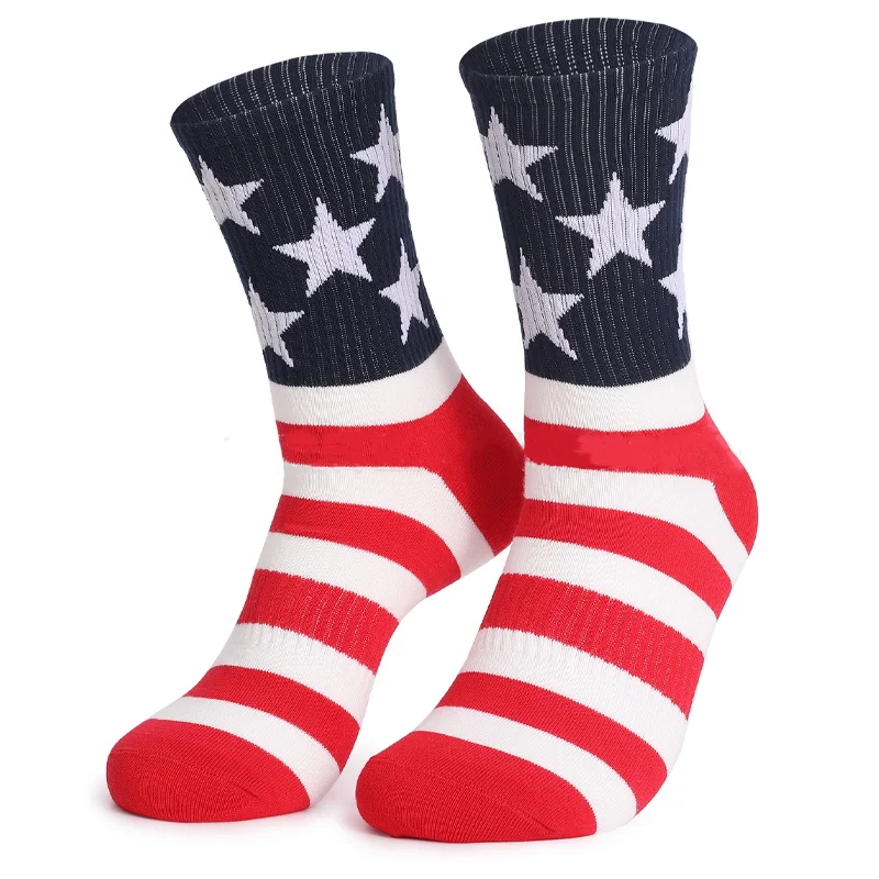 American Flag Socks Striped Cotton Mid-Cut Socks