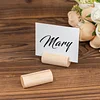 10 Pack | 2" Natural Farmhouse Cylindrical Wooden Place Card Holders, Rustic Table Number Stands