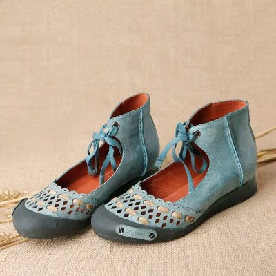 Spring And Summer Fashion Loafers Women Cutout Handmade Shoes Woman Genuine Leather Soft Casual Flat Shoes Women Flats Radinnoo.com