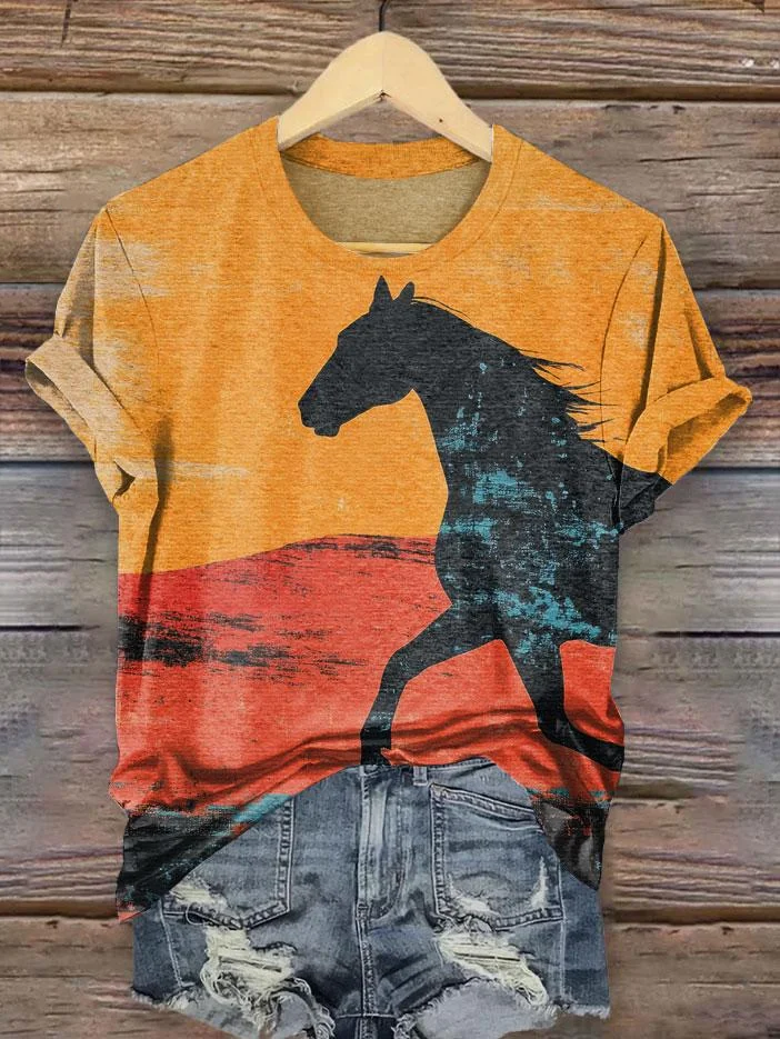 Vintage Western Print Grim Reaper Halloween T-shirt