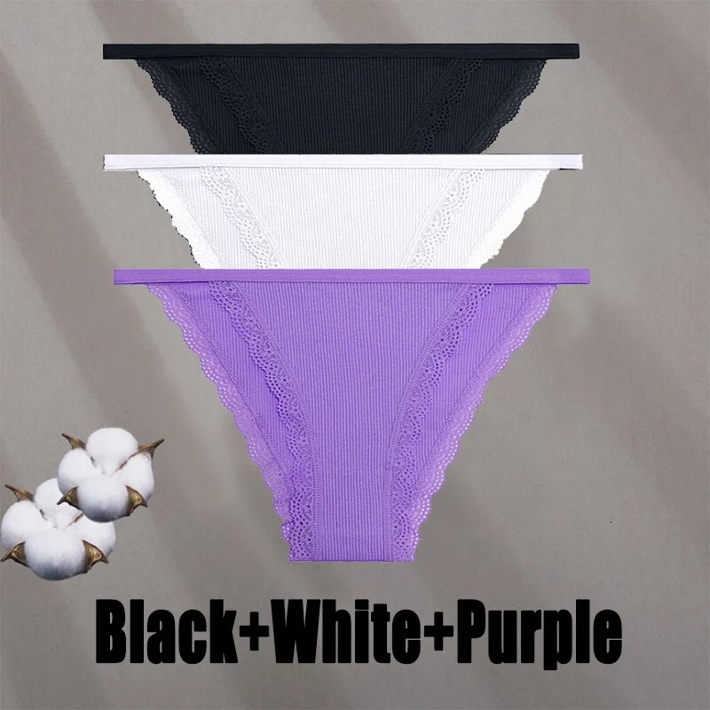 Billionm Women Sexy Lace Panties Cotton Breathable Underwear G-String Intimates Lingerie Female Solid Color Soft Underpants