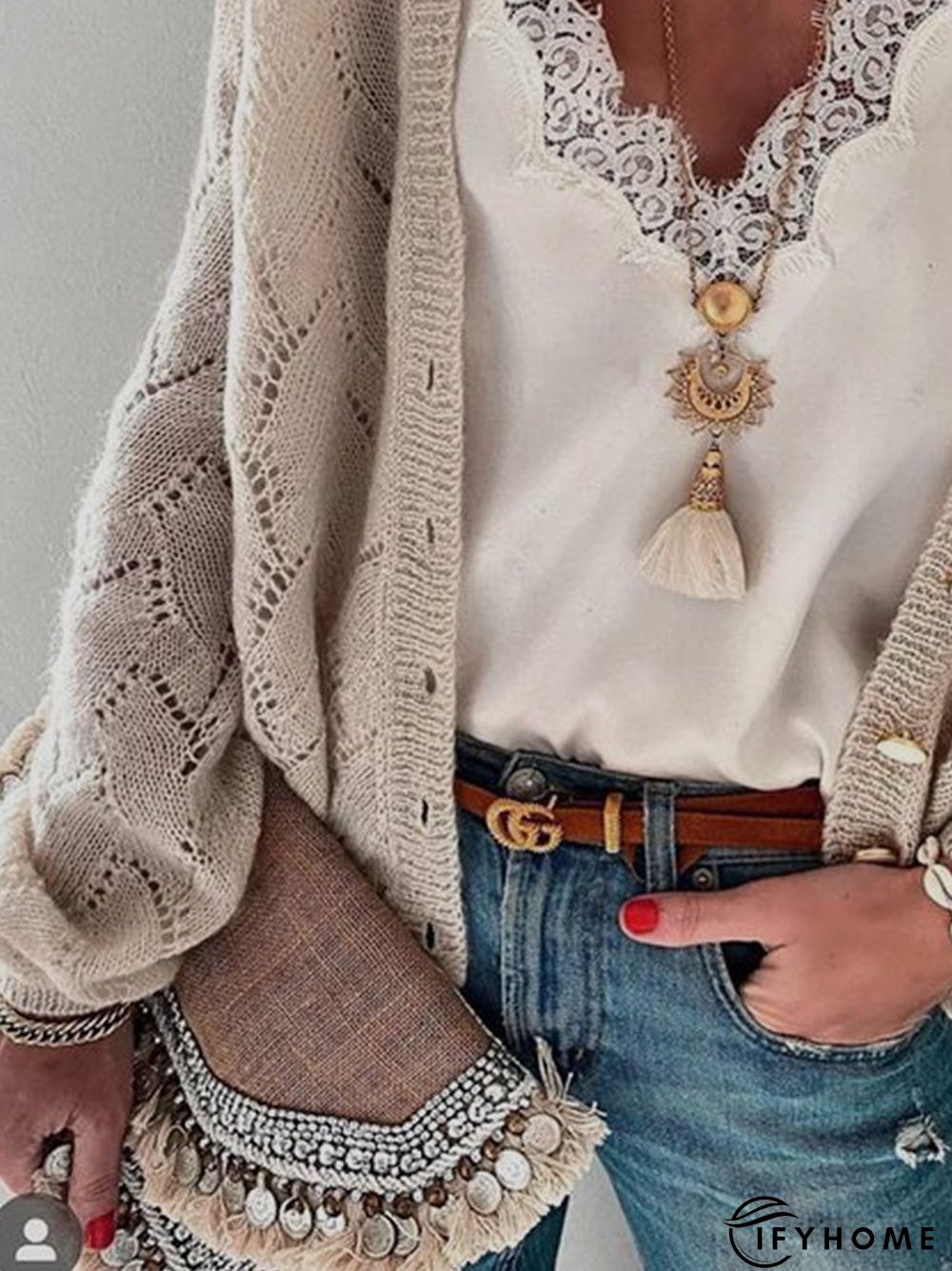 Long Sleeve V Neck Plain Sweater coat | IFYHOME