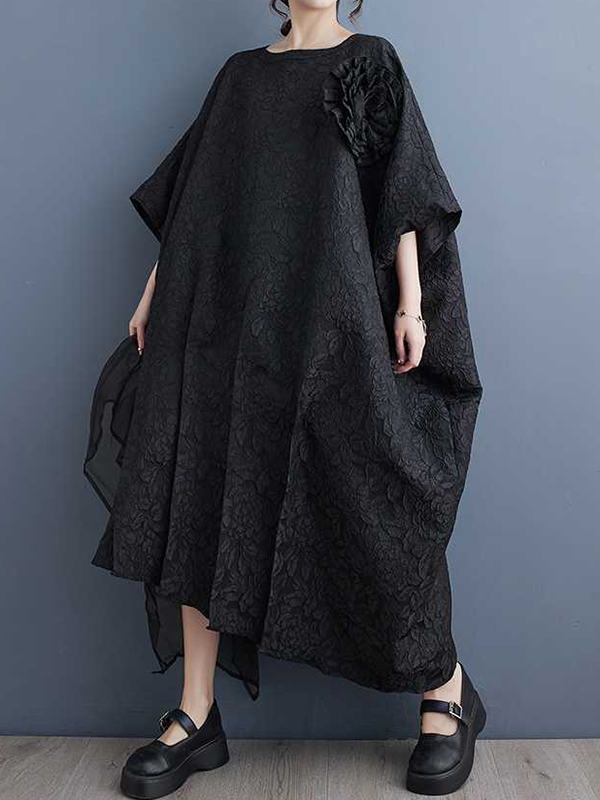 Loose Patchwork Floral Irregular Maxi Dress