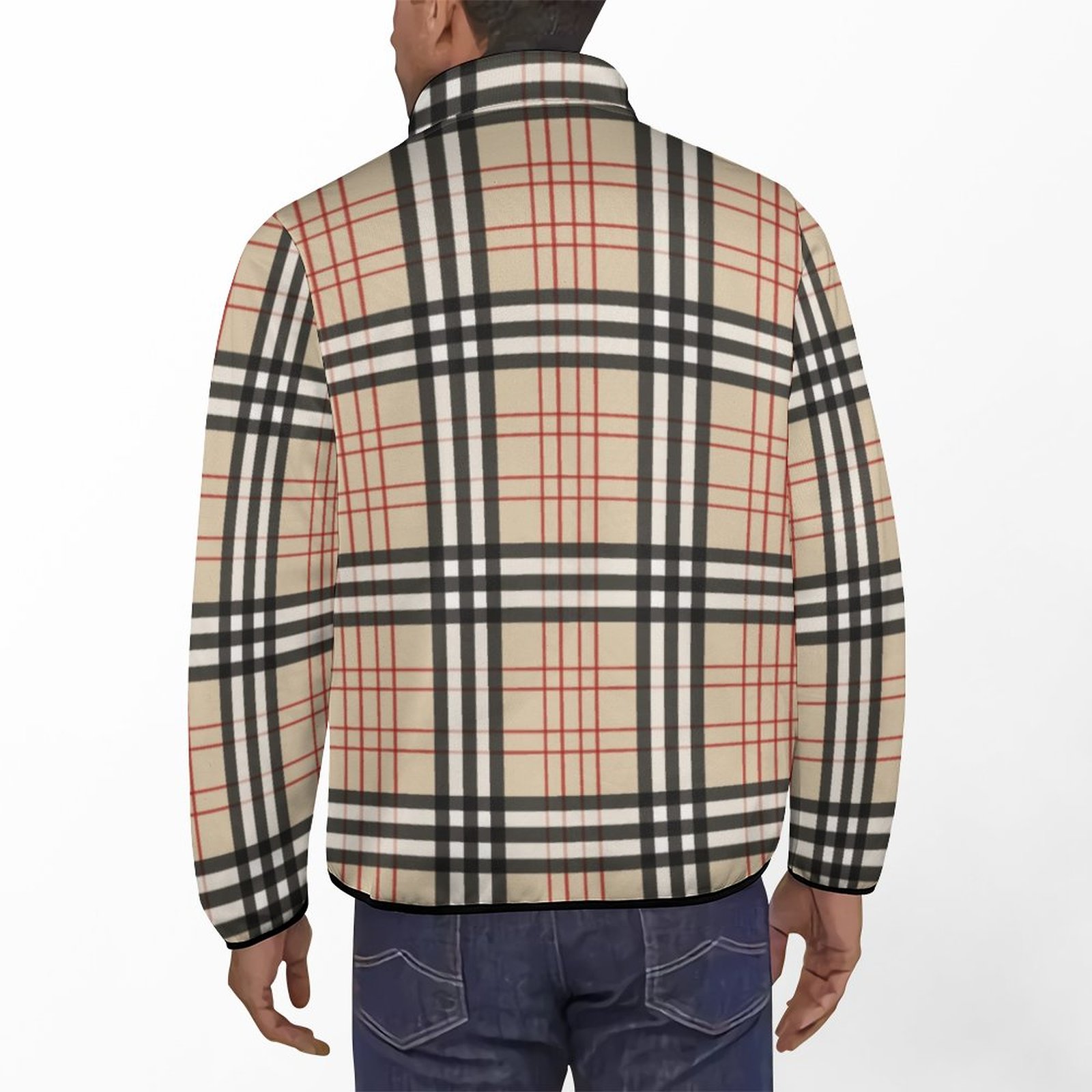 SFNEEWHO Beige Plaid Tartan Checkered Pattern Mens Sweatshirt Casual ...