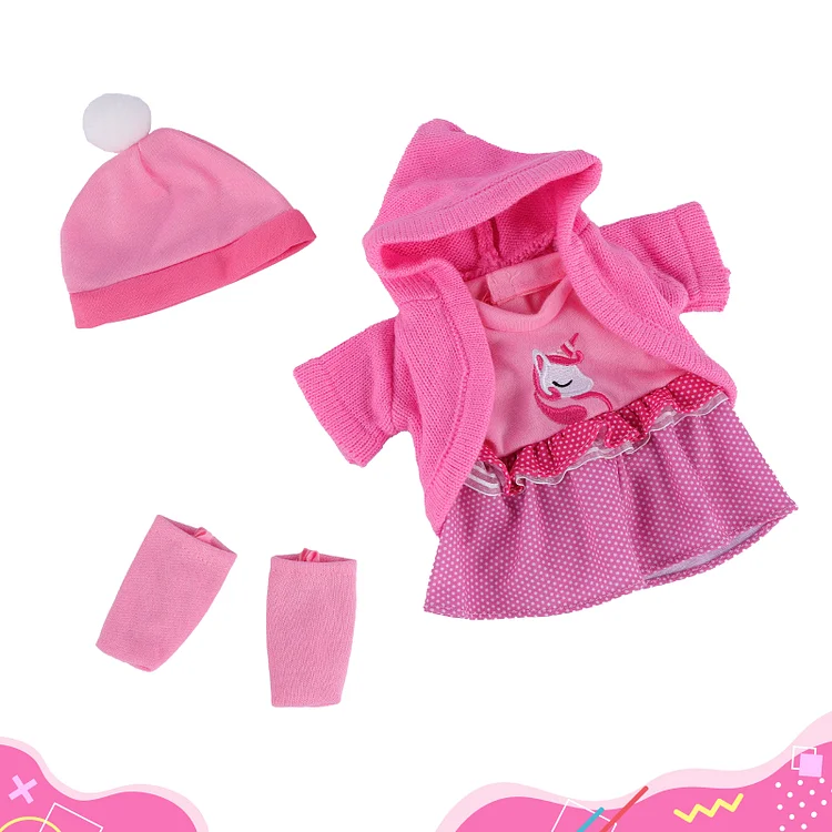 12" Rose Pink Unicorn for Reborn Baby Accessories 5-Pieces Set