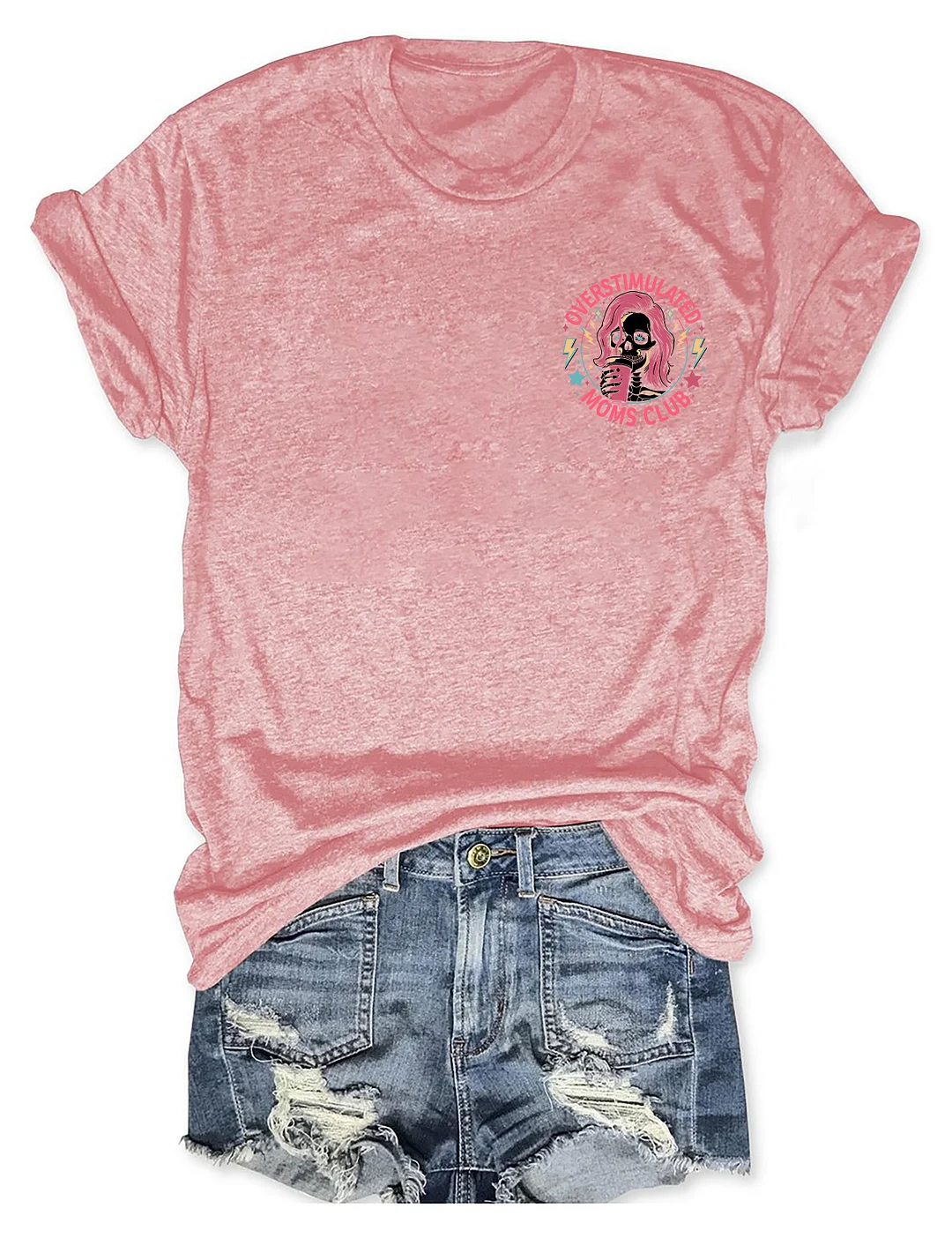 Skeleton Overstimulated Mom Club T-shirt