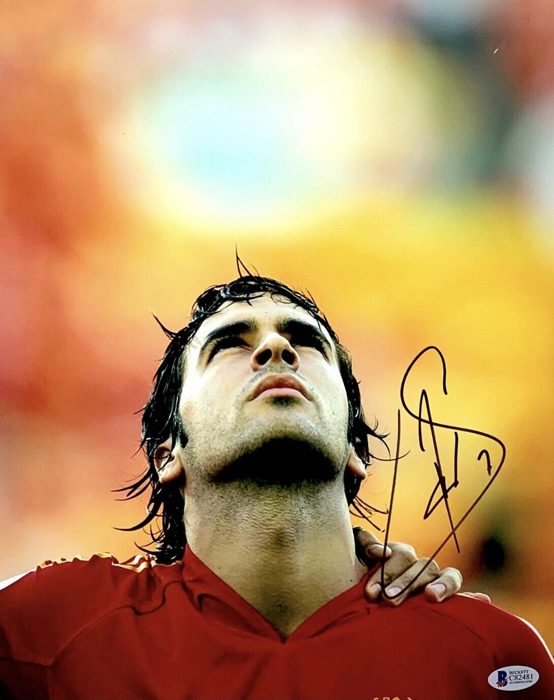 Raul Gonzalez Blanco Signed 11x14 Photo Poster painting Beckett C82481 Soccer Spain