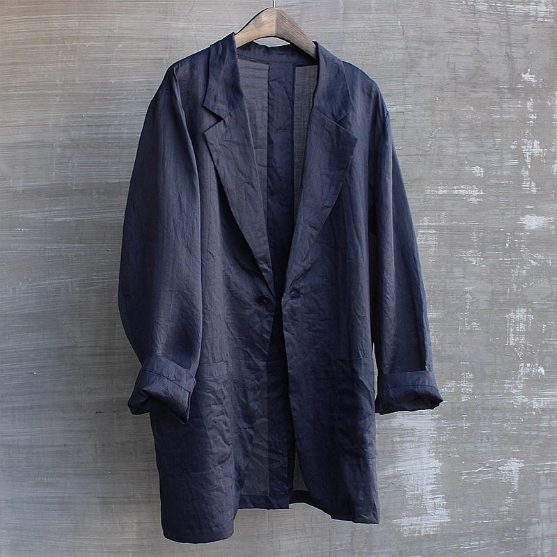 Men's Vintage Cotton and Linen Long Sleeve Suit Jacket