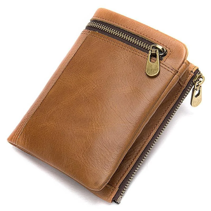 Fashion Leather Zipper Solid Color Buckle Wallet