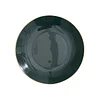 10 Pack | 8" Glossy Hunter Emerald Green Round Plastic Dessert Plates With Gold Rim, Disposable Appetizer Salad Party Plates